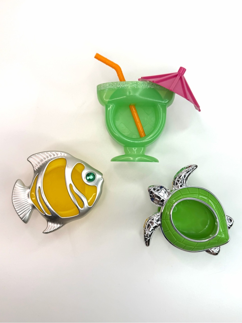Bath & Body Works Set of 3 Scentportable Cocktail Fish Turtle Clips Bundle